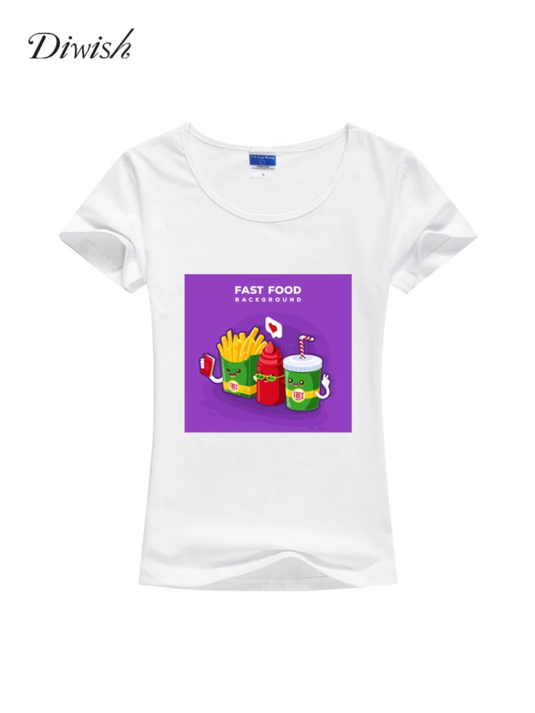 Женская футболка с коротким рукавом Diwish Повседневная графическим принтом