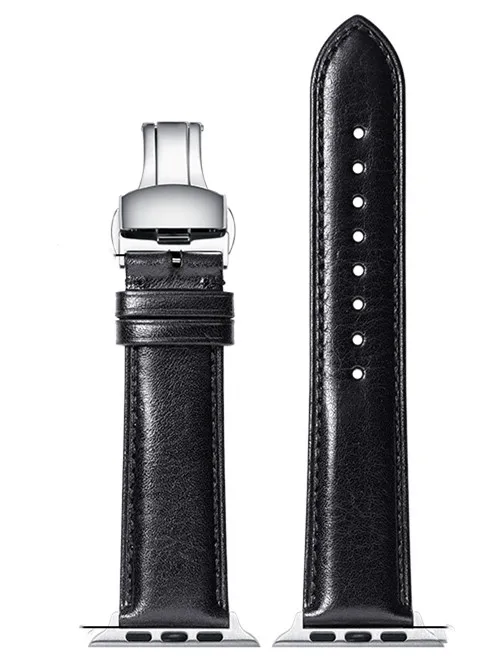 Black-silver clasp CHIMAERA наручных часов Apple Watch, версии натуральная кожа ремешок для часов на замену браслет для серии 4, версия 1, 2, 3, ремешок Ремешки для Apple Watch 38/40/42/44 мм - Цвет ремешка: Black-silver clasp