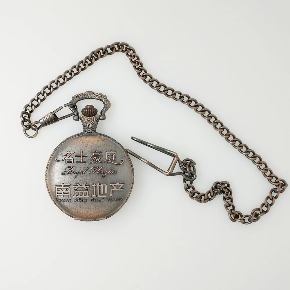 Античная Бронза Год Сбора Винограда Кварцевые карманные часы Мужские Карманные