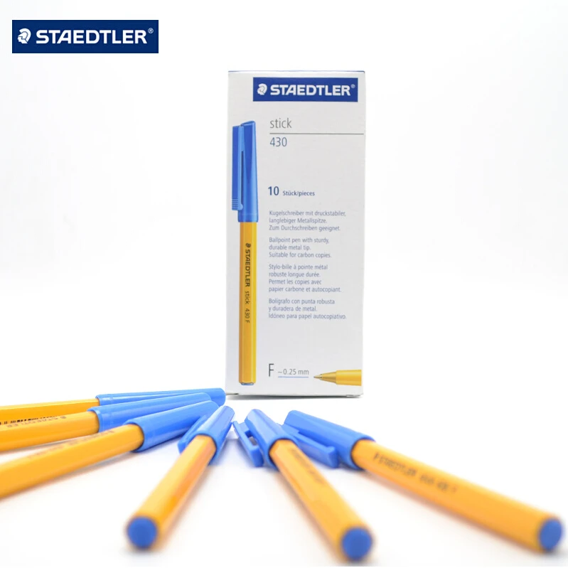 10 шт./лот stedtler stick 430F шариковая ручка 0 5 мм металлическая с пенпоинтом гладкая