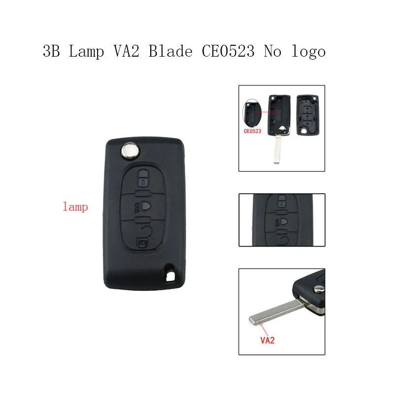 3B lamp VA2 CE0523 2/3/4 кнопки ключа автомобиля чехол для peugeot 207 307 308 407 607 807 для Citroen C2 C3 C4 C5 C6 Флип Складной Корпус для автомобильного ключа без логотипа - Цвет: 3B lamp VA2 CE0523