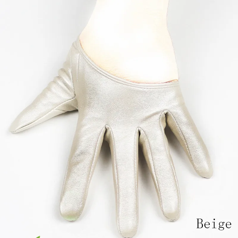 LongKeeper New Design Sexy Leather Gloves for Women Half Palm PU Leather Gloves Party Show Mittens Black Gold Silver Full Finger
