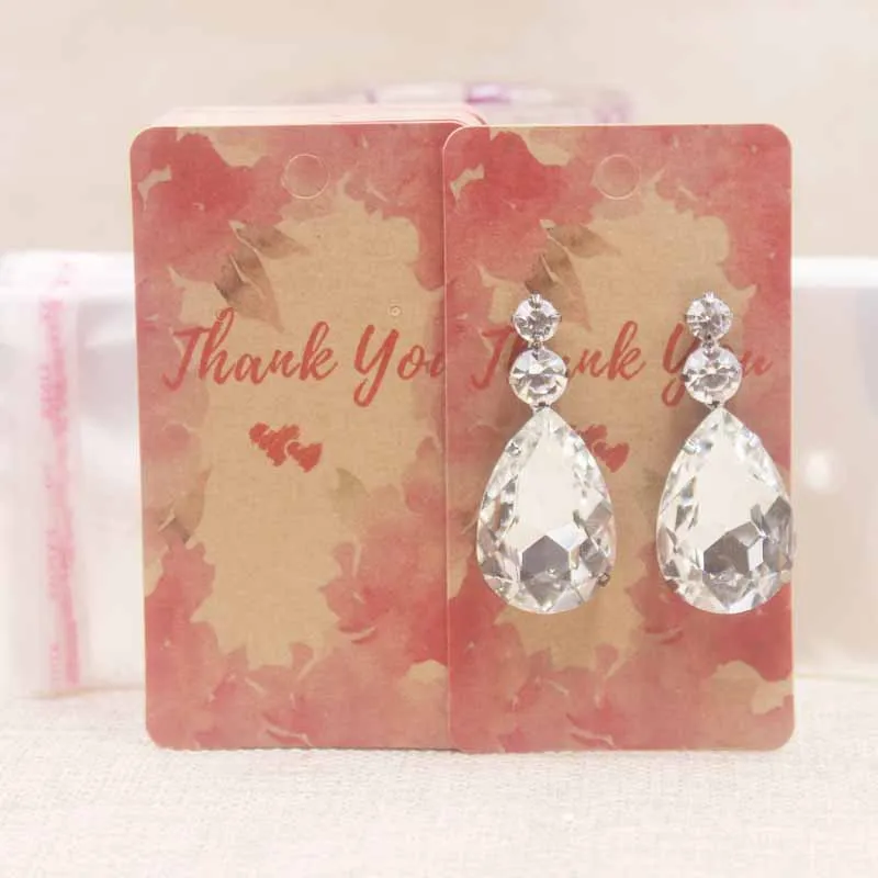 100card100bag as pic Мульти дизайн 5*9 см Упаковка для серег карты белый/крафт-марбель фон ювелирные изделия серьги карты спасибо серьги карты 100+ 100oppbag - Цвет: 100card100bag as pic