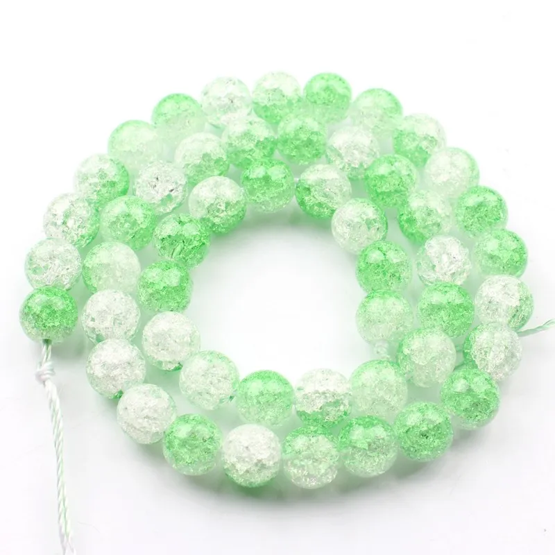 Natural Stone White Green Cracked Quartz 6 8 10mm Round Loose Beads for Jewelry Making Diy Bracelet Necklace 15 Inch Wholesale | Украшения