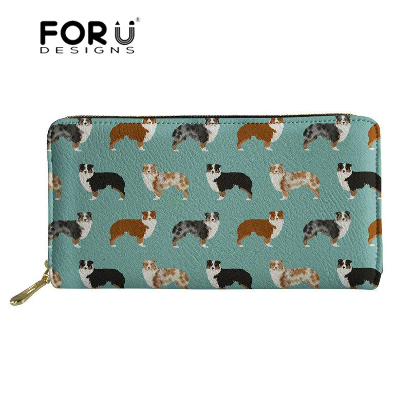 FORUDESIGNS/женские кошельки и с принтом австралийской овчарки Женский кошелек для