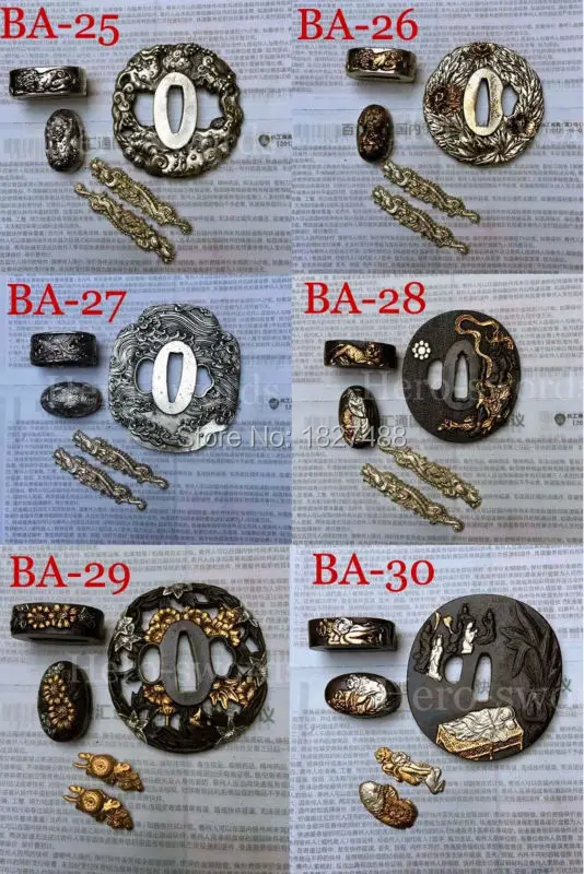 Высококачественный японский латунный меч KOSHIRAE аксессуары для катаны (TSUBA + FUCHI