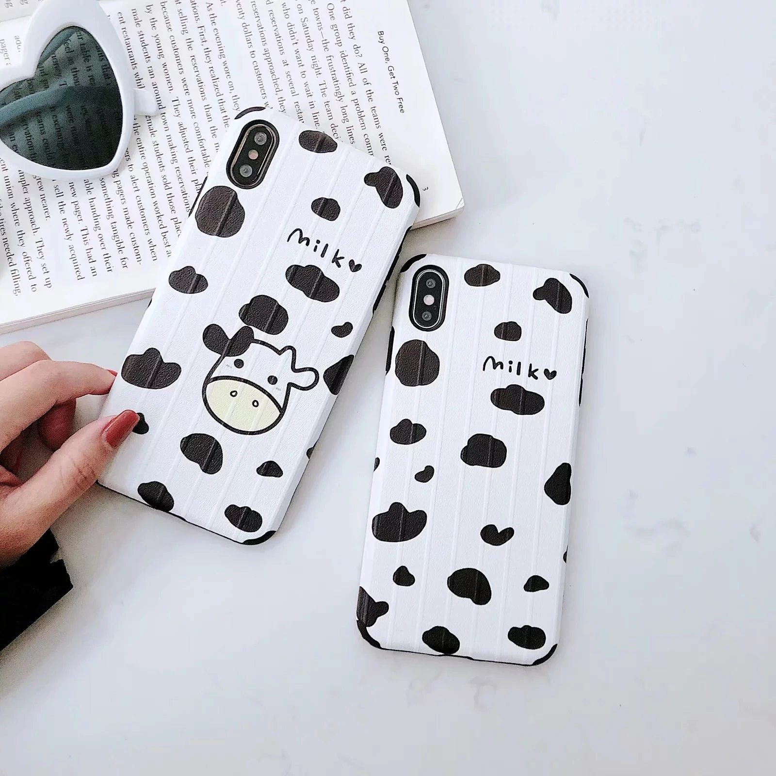 IToncs милый мультфильм коровья молоко для IPhone 6 S 7 8 Plus Белый Черный корова символ