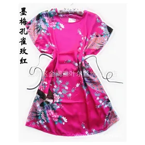 Горячая Распродажа модный розовый павлин китайский женский Шелковый Халат банный халат пижама один размер цветок Бесплатная доставка