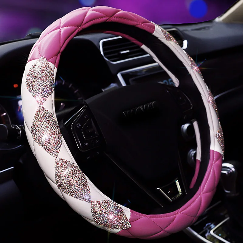 Новые роскошные хрустальные Чехлы рулевого колеса автомобиля Универсальные алмазные автомобильные покрытые рулевое колесо Аксессуары для девочек