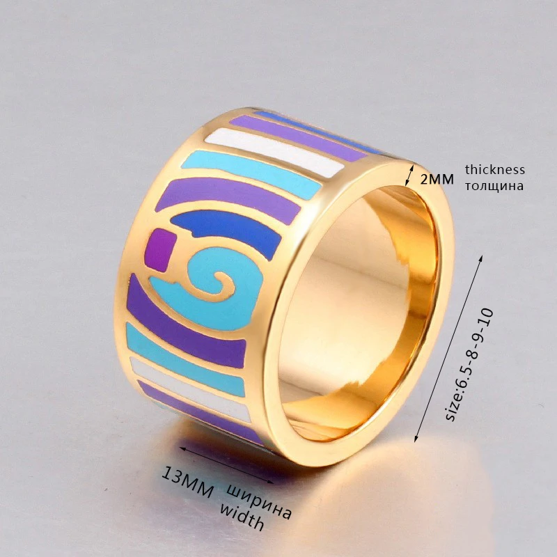 Элегантные классические кольца из нержавеющей стали для женщин 1 3 см красочные