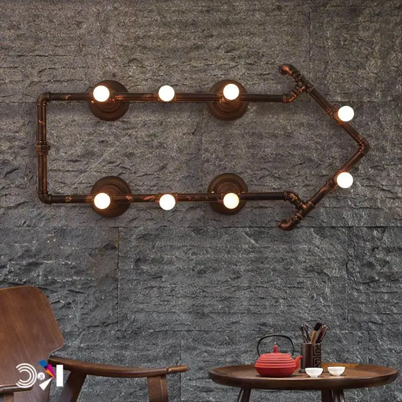 Ретро Настенные Бра Лампа железа Piple светильник бар Кофе магазин ресторан