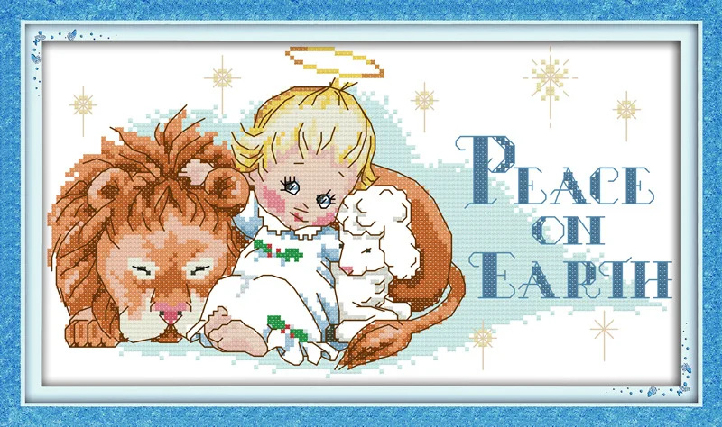 Холст с изображением падуба ангела мира Львом DMC подсчитанные китайские наборы
