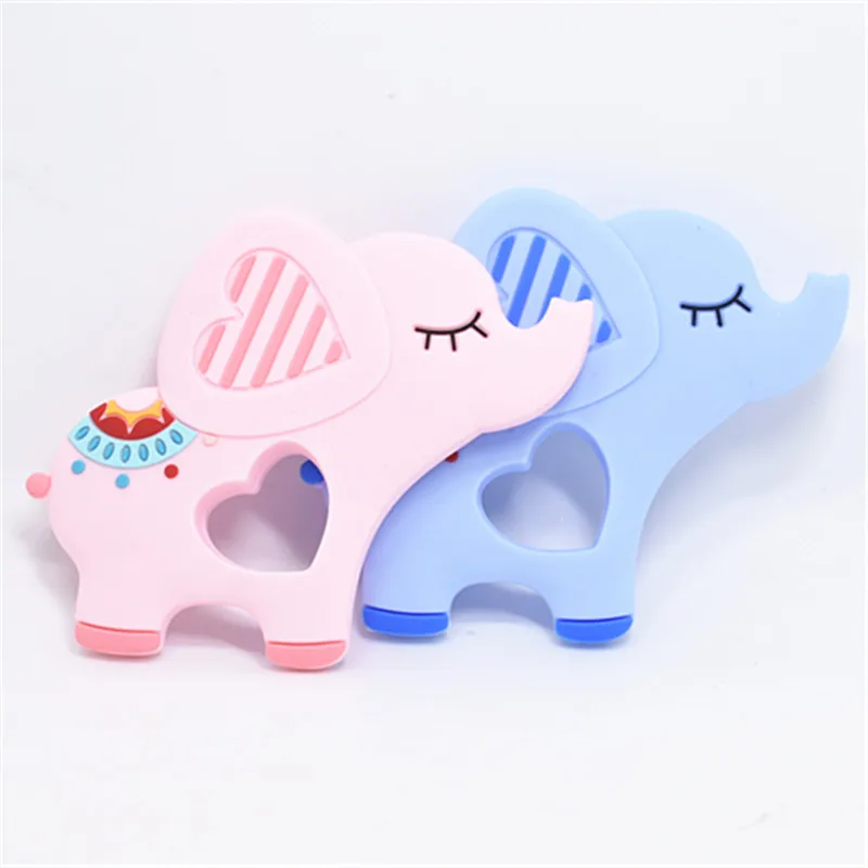 Mordedor de silicona con dibujos animados para beb&eacute;, mordedor de elefante de grado alimenticio, mordedor de dientes molares, 10 piezas-2