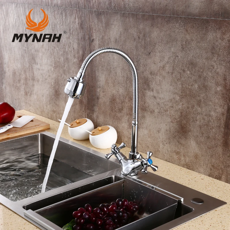Майна Кухня кран двойная ручка раковина смеситель холодной и горячей Смеситель