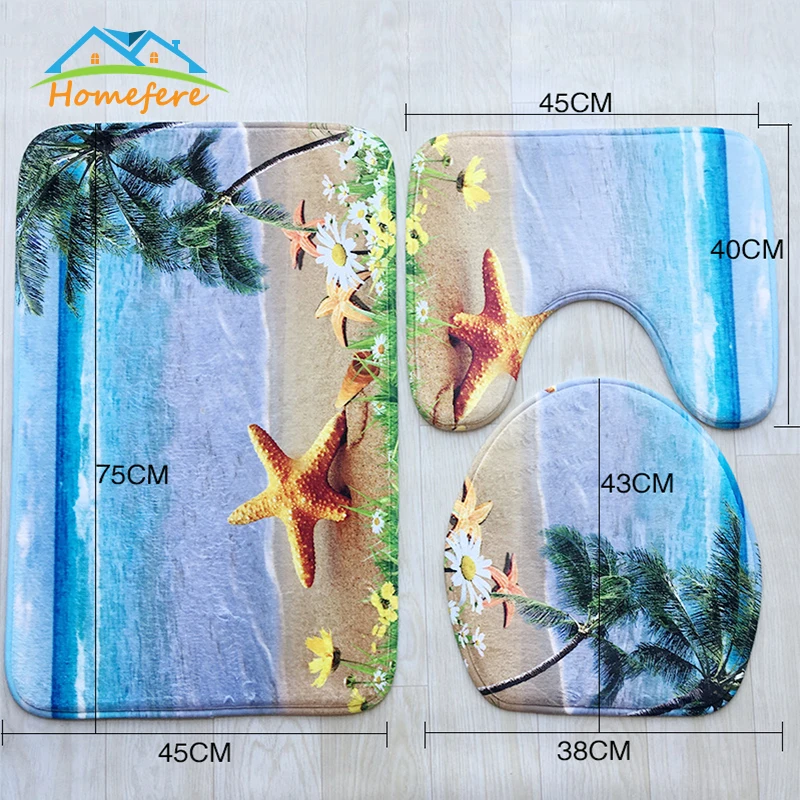 Набор ковриков для ванной из 3 предметов фланелевый Противоскользящий кухонный