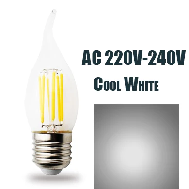 JCking упаковка из 10 затемнения 2 w 4 w 6 w светодио дный свечи E26 E27 110 V 220 V Винтаж диммер накаливания Эдисон лампа для люстры - Испускаемый цвет: AC220V Cool White