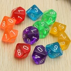Новые 10 шт.компл. разноцветные прозрачные 10 кубиков, 10-гранные драгоценные камни D10 для настольных игр, игральные кости