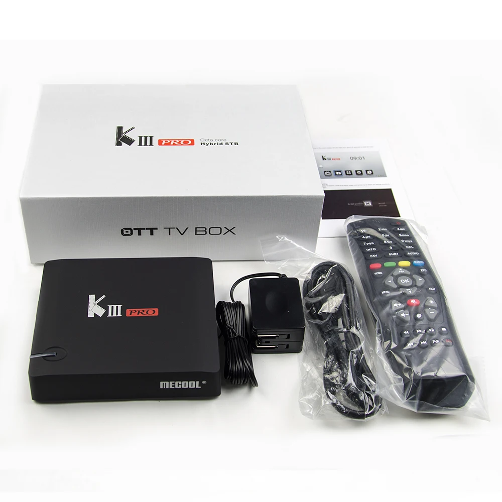 MECOOL KIII PRO DVB-S2 DVB-T2 DVB-C Android 7.1 TV Box 3GB 16GB Amlogic S912 Octa Core 4K Media Player Combo Set Top PowerVU | Электроника