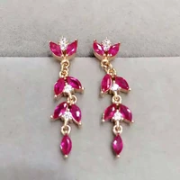 925 sterling silver with natural ruby eardrop of earrings