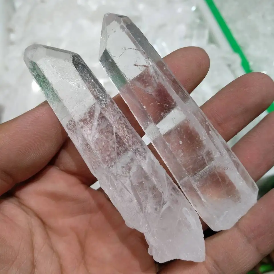 2 шт натуральный двойной конец Lemurian семян кварцевый кристалл точка
