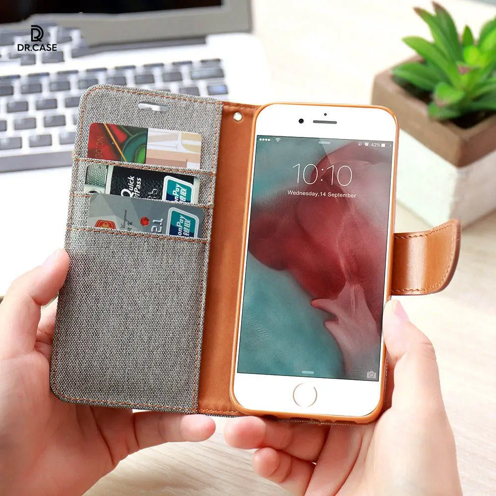 Чехол-книжка DR. Чехол для iPhone 6 6s 7 Plus чехол-сумка чехол из джинсовой ткани