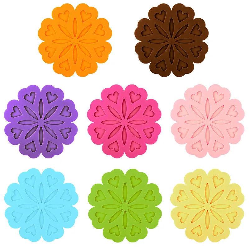 Силиконовый Настольный коврик в форме цветка Нескользящие термостойкие коврики