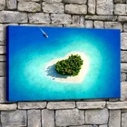 Картина на холсте, домашний декор, 1 шт., голубая вода, любовь, океан, остров, сердце, пляж, принты, плакат, гостиная, настенное искусство