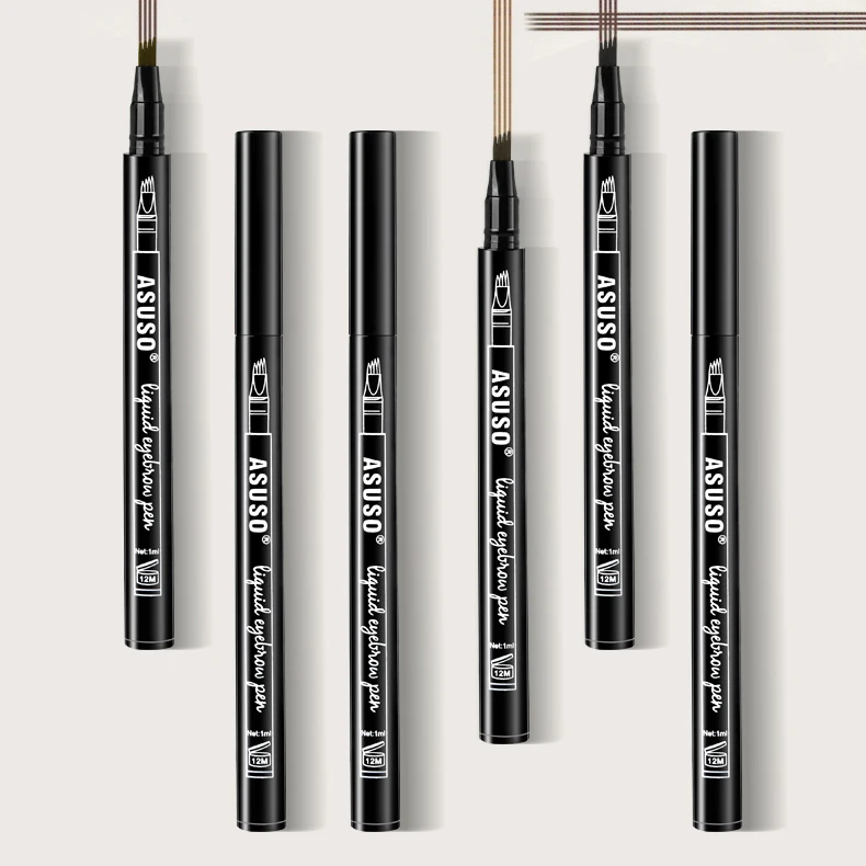 Waterproof Natural Fork Tip Eyebrow Tattoo Pen Eye Brow Tint Makeup Four Colors Pencil Brown Black Grey Brush | Красота и здоровье
