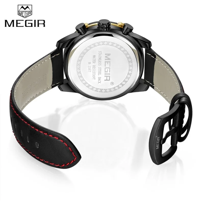 Часы MEGIR мужские спортивные повседневные кварцевые с кожаным ремешком|wristwatch