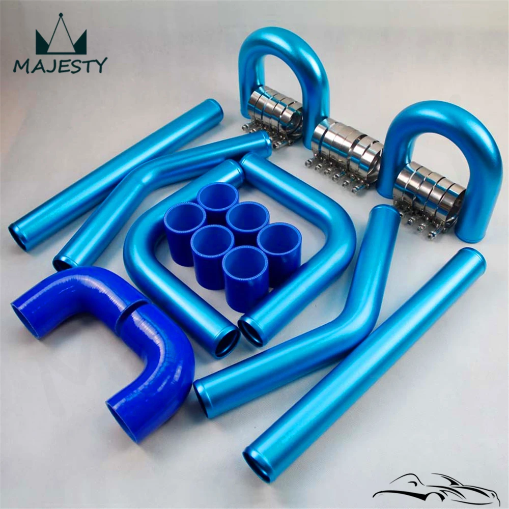 

2" 51MM Universal Turbo Intercooler Pipe + Silicone Hose/Tube + T-Clamp Kit 8 pcs DIY Inter cooler Piping Auto Turbocharged Part
