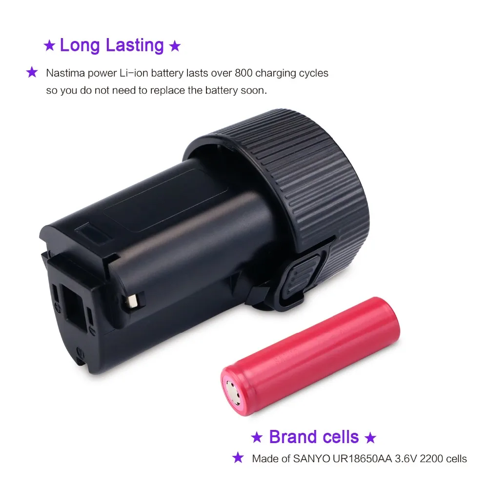 Литий-ионный аккумулятор NASTIMA 10 8 В 1500 мАч для Makita BL1013 BL1014 TD090D TD090DW LCT203W 194550-6