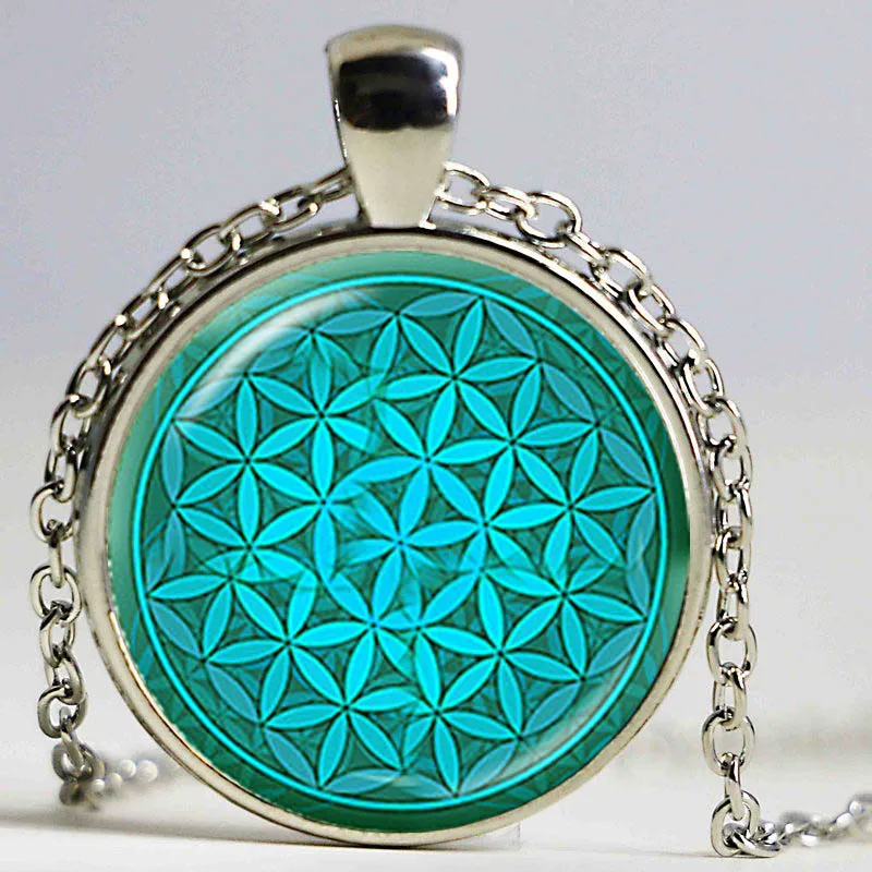 Ожерелье с подвеской в виде зеленого цветка ожерелья цветком жизни ожерелье