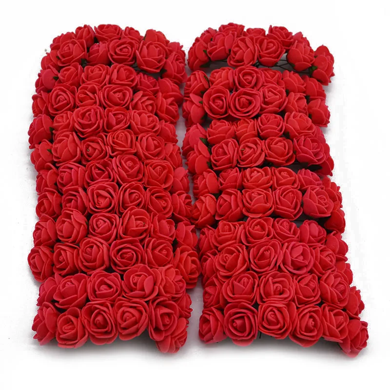 Red 144 шт пенный плюшевый мишка, роза, украшение из ПЭ пены, голова розы, искусственные цветы, изготовленные вручную свадебные украшения, скрапбукинг, Подарочная коробка, сделай сам, венок - Цвет: Red