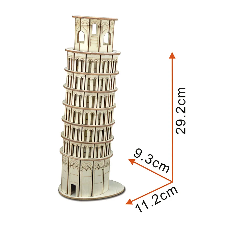 Laser Cutting 3D Wooden Puzzle Leaning Tower of Pisa DIY Model Building Kits Education Toys for Children with 105pcs | Игрушки и хобби