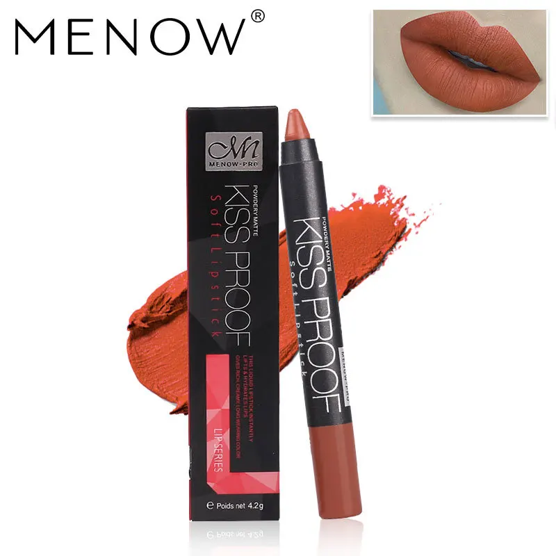 Комплект косметики бренда MENOW "Горячая продажа" с расческой и карандашом для бровей, упакованный в натуральный трехмерный поцелуй-устойчивую помаду 5357.