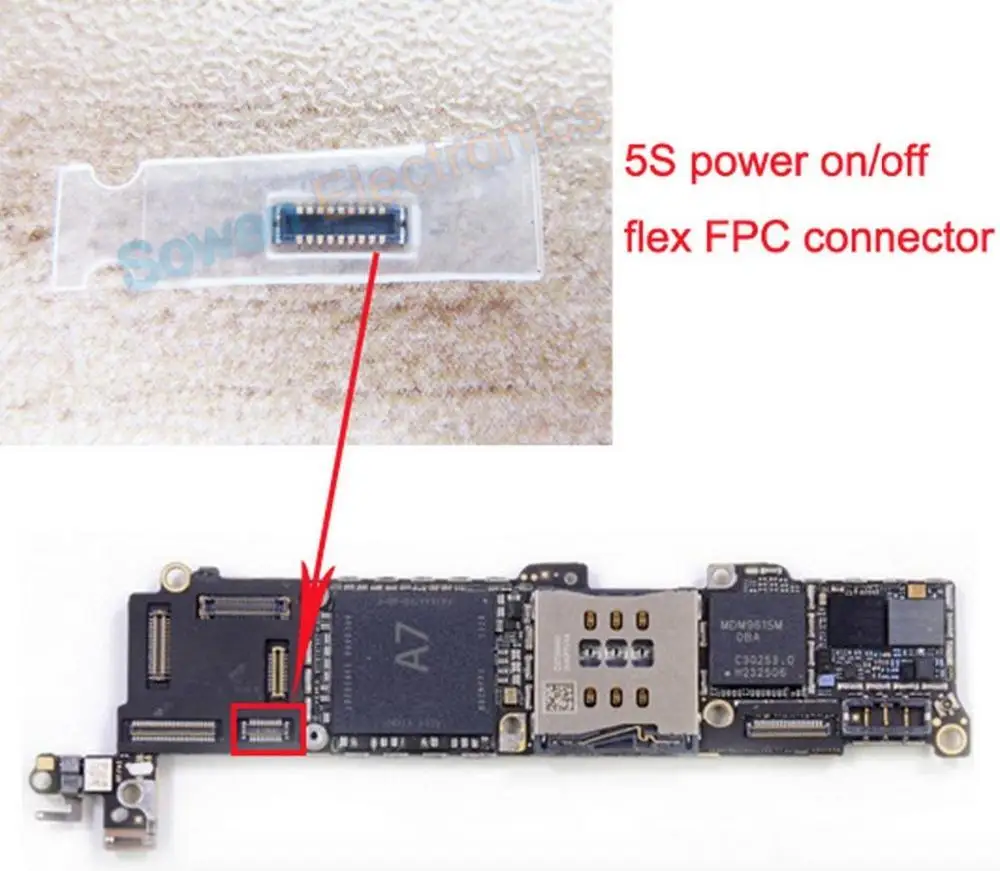 10 шт./лот J2 FPC коннектор для iPhone 5S 5C Кнопка питания гибкий кабель вкл/выкл fpc на