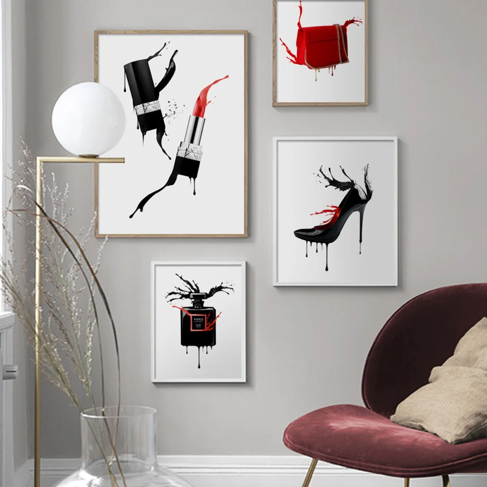 Украшение дома холст Nordic фотографии помада и обувь Картины Wall Art HD принты