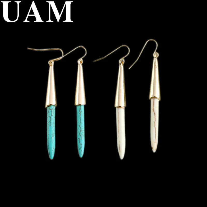 UAM трендовые модные длинные висячие серьги с текстурированным камнем для женщин
