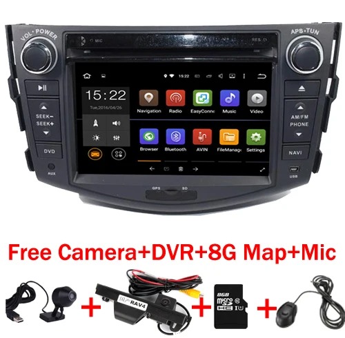 Автомобильный DVD плеер с четырехъядерным процессором 1024*600 HD 2Din Android 6 0 для Toyota RAV4
