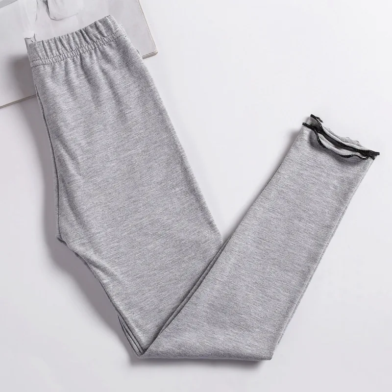 GREY leggings Леггинсы для девочек, летние хлопковые штаны для детей 6, 8, 10, 12 лет, детские леггинсы для девочек, детская одежда, Детские Капри, год, одежда для девочек-подростков - Цвет: GREY leggings