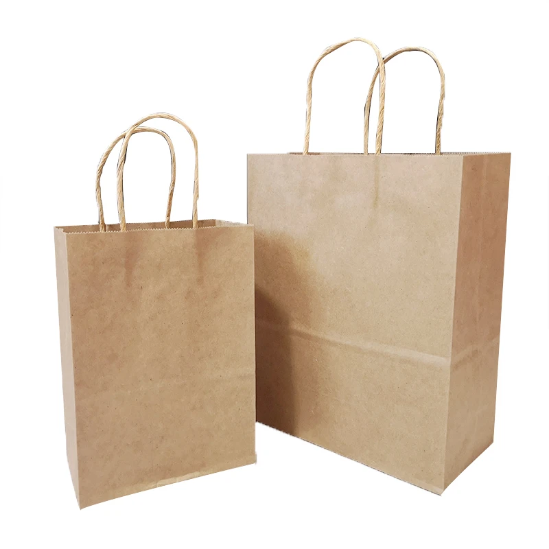 10 шт./лот крафт бумажный мешок с витой ручкой перерабатываемая сумка для тканевой