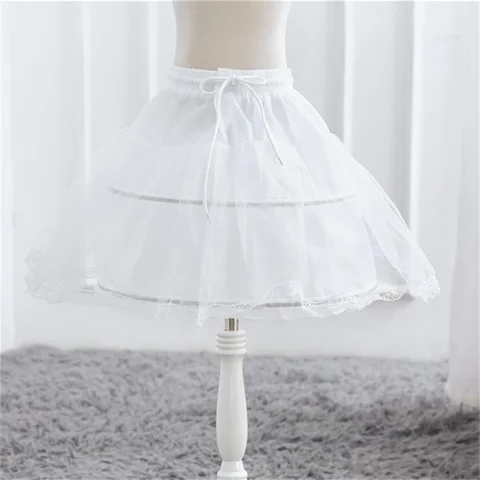 Белая юбка-пачка для девочек, детские Подъюбники для официальной девушки с цветами, 2 обруча, кринолин, юбки для маленьких девочек, детская юбка