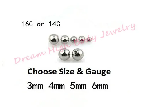 

HENGKE Replacment Ball Diameter Surgical Steel Threaded Micro Ball 14G 16G circular barbell labret stud Tongue Bar Navel Ring