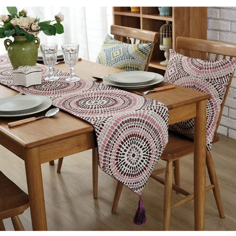 Настольная дорожка DUNXDECO жаккардовая скатерть из смеси полиэфира и хлопка в