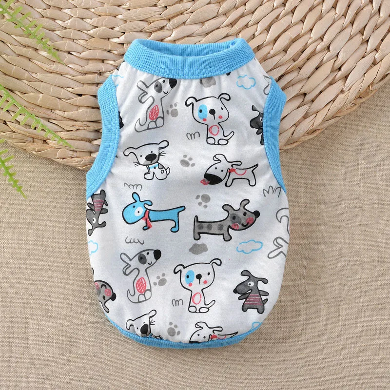 Pet Puppy Small Dog Vest Soft Cotton Shirt T-shirt for Pets Cat Puppy Dog Clothes Teddy Bulldog Pug Apparel in Spring and Summer