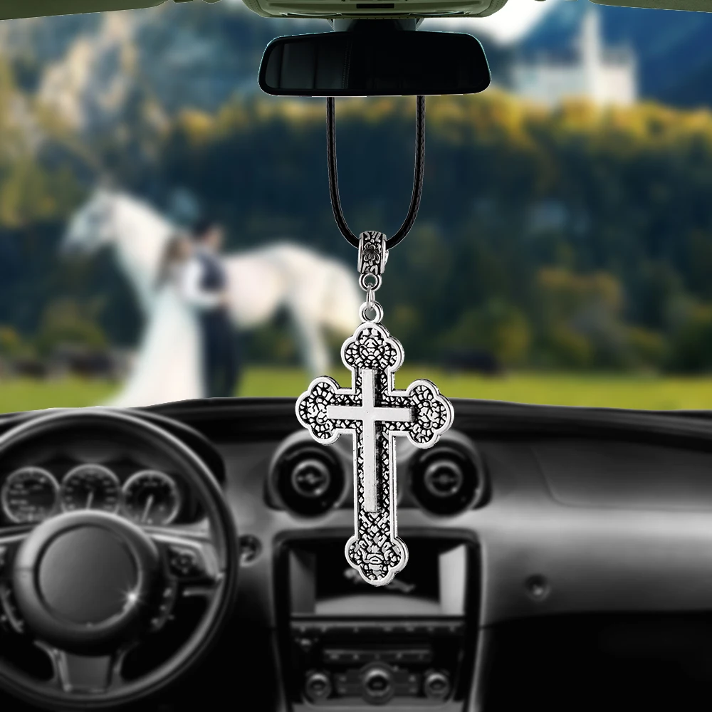 Подвеска для автомобиля, зеркало заднего вида, украшение, Крест Иисуса, висячие украшения, автомобильные аксессуары для интерьера, подарки для нашей семьи