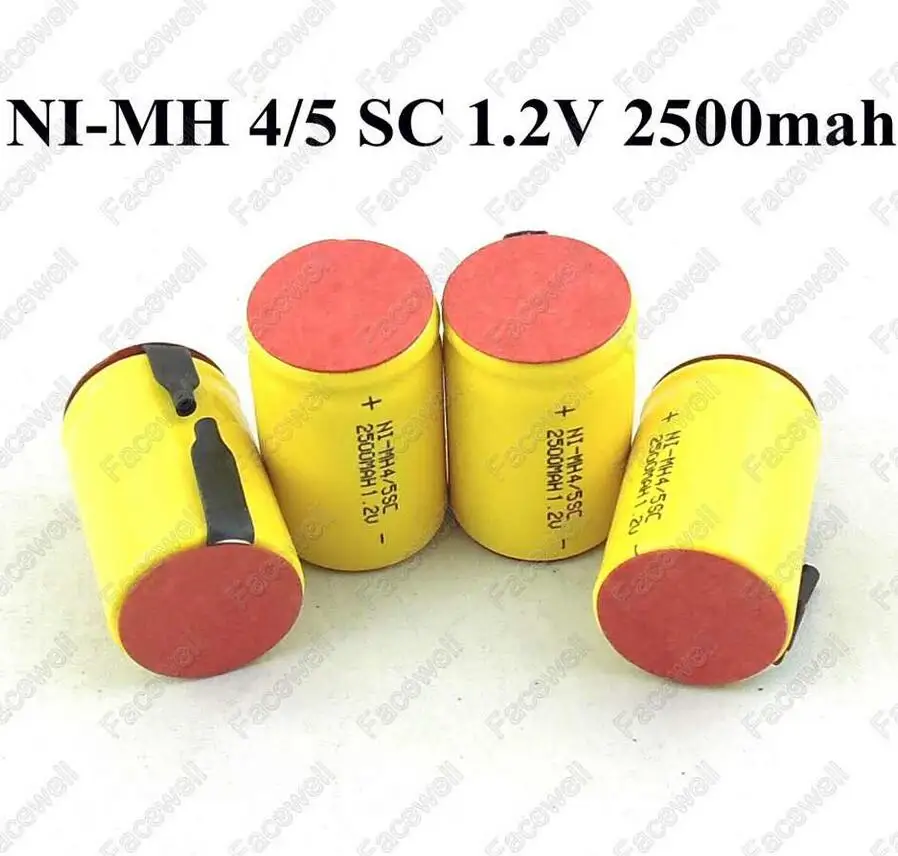 10 шт. 1 2 в 2500 мАч 4/5 subc sub c sc nimh аккумуляторы 12 В батарея Ni MH bateria recargable 4/5sc|sc nimh|12v