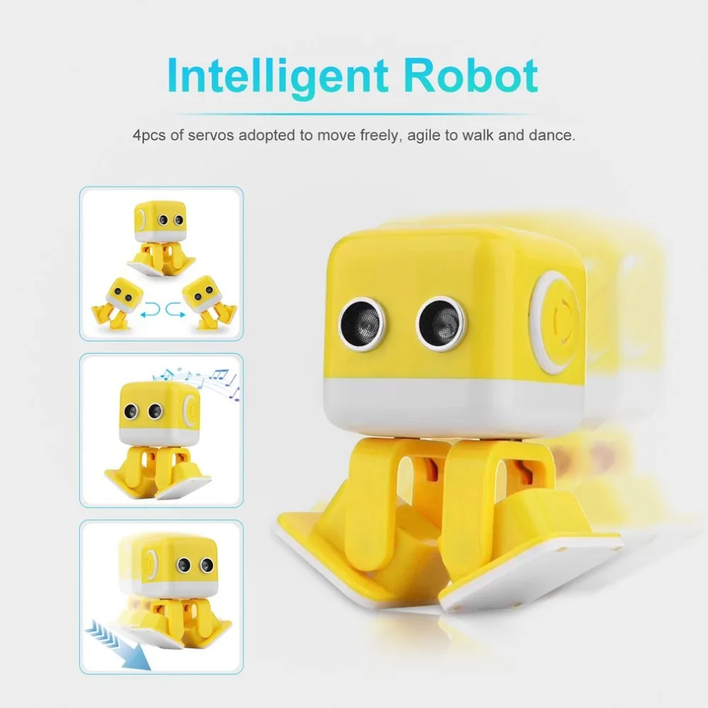 Интеллектуальный светодиодный робот WLtoys Cubee F9 с двойным режимом управления и ультра-звуковым датчиком дистанционного управления, детский игрушечный робот для танцев