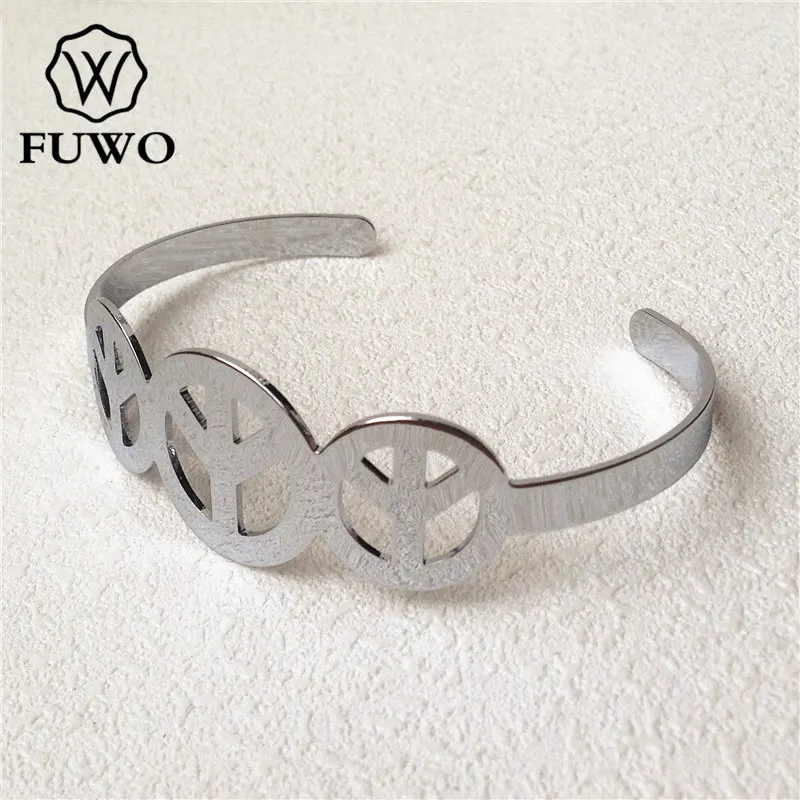 FUWO оптовая продажа браслет с надписью мира минималистичный дизайн золотой для