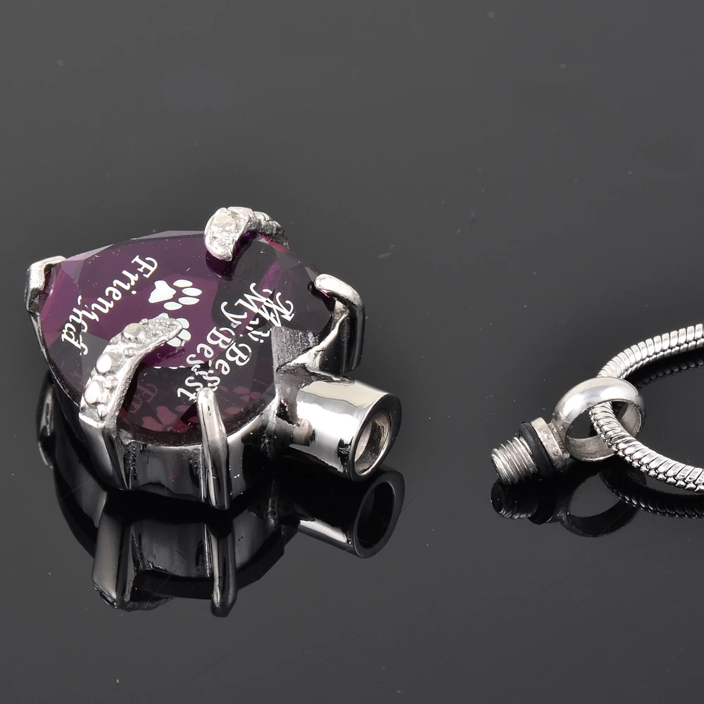 Hold Love Memorial Jewelry Pet Dogs кошки персик/фиолетовый горный хрусталь урна в виде сердца
